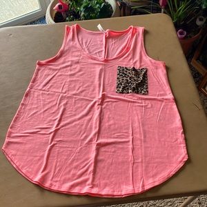 NWOT Color Alien Peach Tank Top wLeopard Pocket, Size 1X
